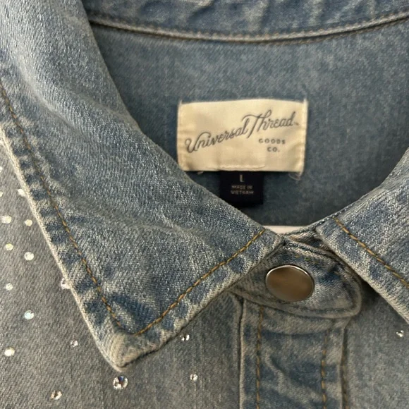 Universal Thread Rhinestone Embellished Denim Shacket - Picture 3 of 7